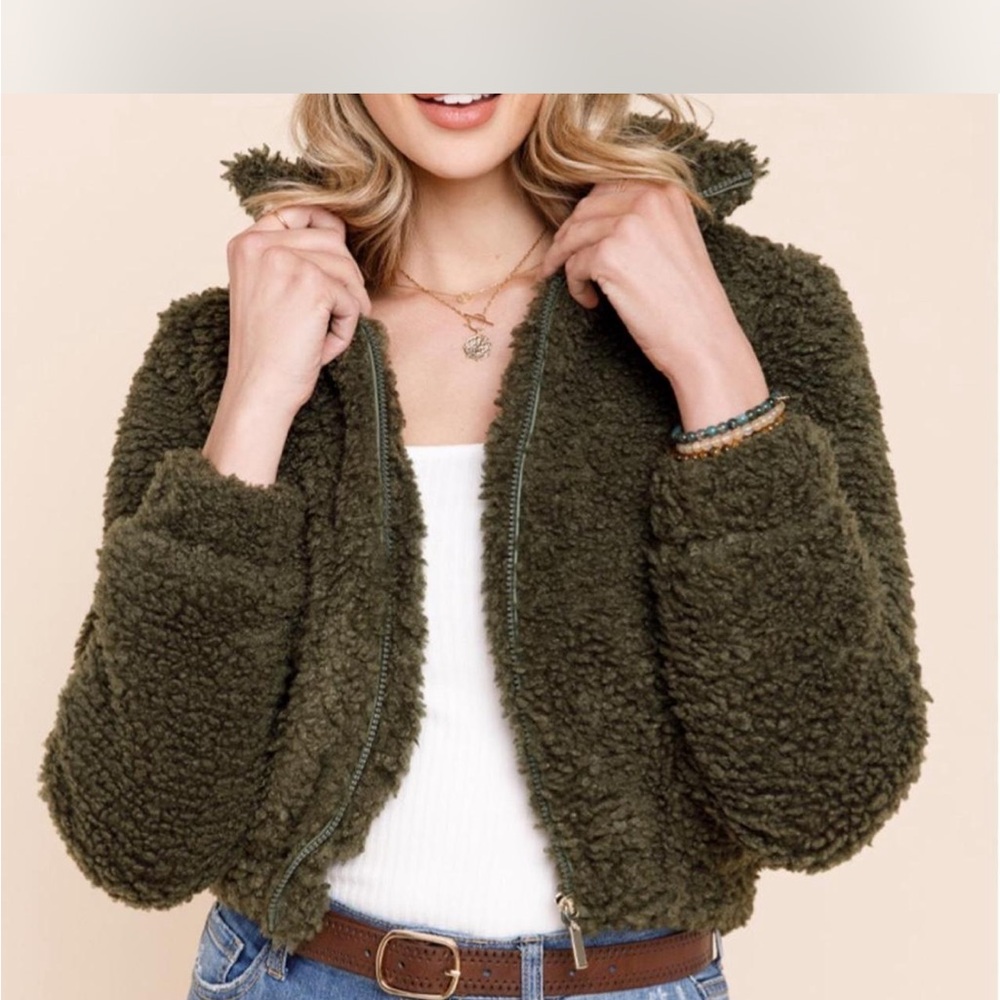 Francesca’s Nora Curly Fur Cropped Coat